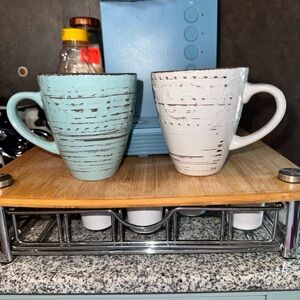 Rustic Blue and White Mugs Set